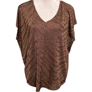 🐅 White House Black Market Brown V-Neck Tiger Top